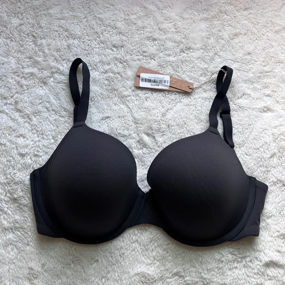 Skims Women's Fits Everybody T-Shirt Bra Onyx Black BR-UWR-2294 Size 32DDD New